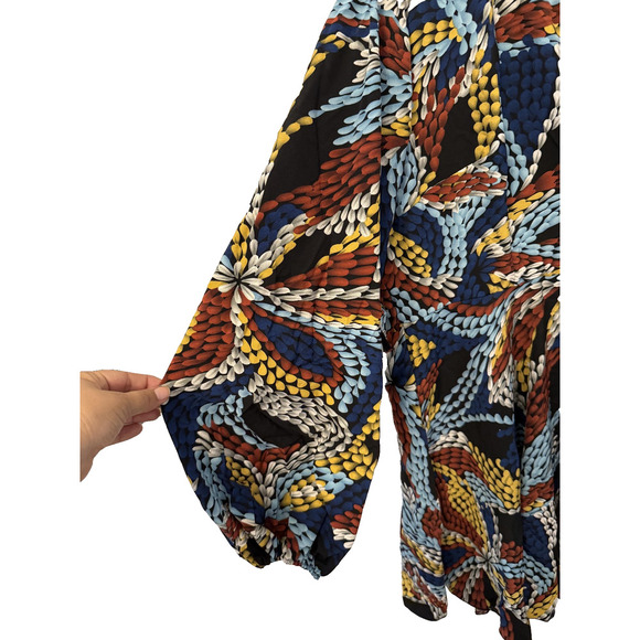 Voluminous Dress Womens Long Sleeve Large Boho Floral Print Flowy Midi Fall - Picture 3 of 6